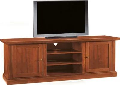 Immagine prodotto di Milani Home - mobile porta TV in legno massello tinta noce 160 x 46 x 56 cm, stile arte povera