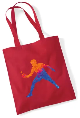Produktbild von Huuraa Jutebeutel Tischtennis bunte Silhouette 10 Liter Classic Red Baumwolle Tasche Geschenkidee
