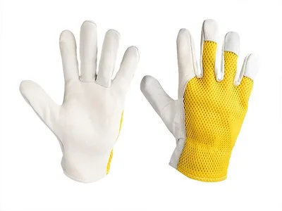 Zdjęcie produktu dla Rękawice robocze kozia skóra + siatka, rozm. 9, żółte