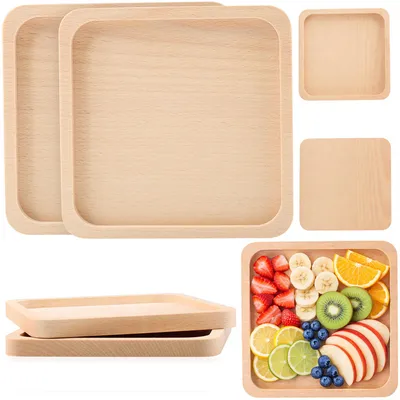 Zdjęcie produktu dla Deski Drewniane Kuchenne Uniwersalne Zestaw 2 Szt Naturalne Drewno 19X19 Cm