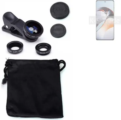 Produktbild von K-S-Trade Smartphone Kamera Linsen Set Kompatibel mit OnePlus Ace 2 3in1 Clip-On Kamera Adapter Macro Weitwinkel FishEye Fischauge Objektiv Linse