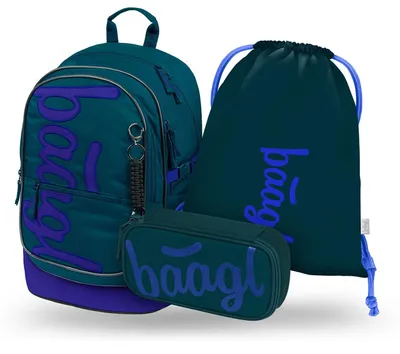 Produktbild von Baagl Schulrucksack Set Jungen 3 Teilig 25 l mit Brustgurt - Logo Blau