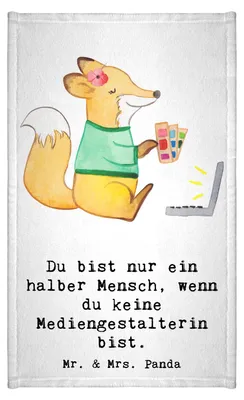 Produktbild von Mr. & Mrs. Panda Handtuch Mediengestalterin Herz - Weiß - Geschenk, Designer, Mediengestalter, gäste wc, Kleines, Lustig, Witzig, Spruch, Gäste-WC, gästetuch frottee