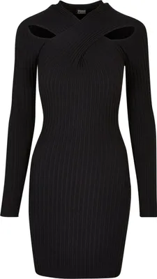 Produktbild von Urban Classics Ladies - Crossed RIB KNIT Kleid schwarz - M