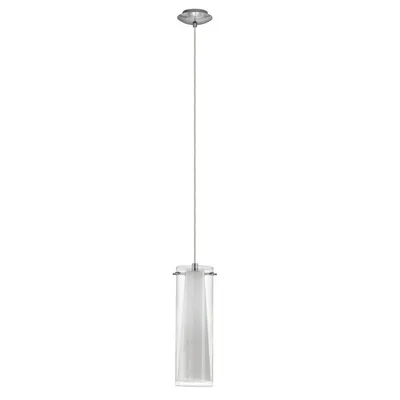 Immagine prodotto di Lampadario A Sospensione Contemporaneo Pinto Acciaio Cromo Vetro 1 Luce E27