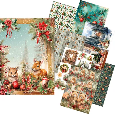 Produktbild von Motiv-Strohseiden Sortiment "Cosy Christmas", DIN A5, 8er-Set