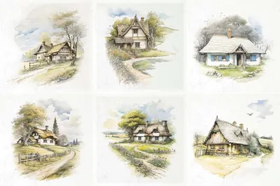 Zdjęcie produktu dla Zestaw papierów ryżowych - ITD - RSM116 domki, widoczki, chaty