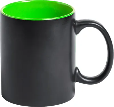 Produktbild von Keramiktasse / Kaffeetasse / 350 ml / Farbe: aussen schwarz, innen grün