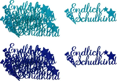 Produktbild von Oblique Unique 12x Endlich Schulkind Konfetti für Schuleinführung Einschulung Schulanfang Streudeko Tischdeko - dunkelblau + türkis