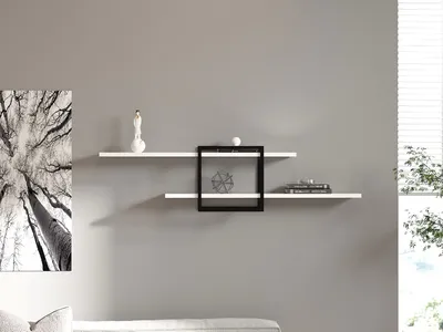 Zdjęcie produktu dla Skye Decor, Mone - White, półki ścienne, białe, płyta wiórowa melaminowana, 120 x 30 x 18 cm