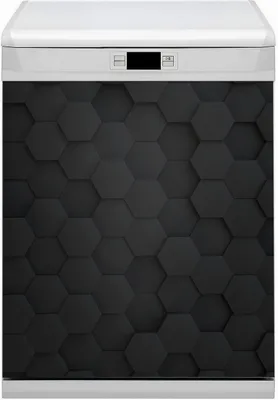 Produktbild von Dekorative Magnetmatte Küche Geschirrspüle 60x70 cm  Magnet für Spülmaschine  - Schwarzes Musterhexagon