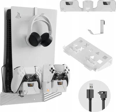 Zdjęcie produktu dla Uchwyt Ścienny na Ścianę Wieszak + Ładowarka do Padów 2w1 do Sony PlayStation PS 5 / PS5 / PS5181