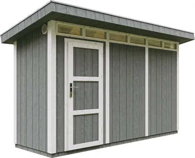 Produktbild von Gartenhaus 4,3m² mit Boden und Bitumenfliesen - Geräteschuppen B161xL411xH239 cm - Gartenhütte TIMBELA M902 - CAVERN STEEL