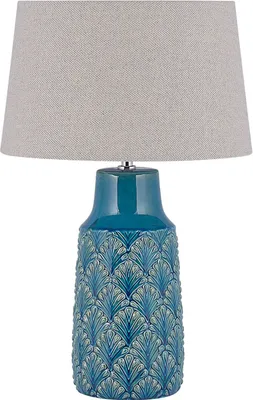 Obrázek produktu pro BELIANI Modrá keramická stolní lampa se šedým stínidlem 55 cm vzory noční lampička