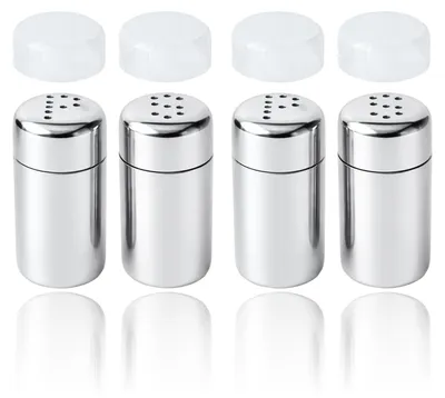 4 Mini-Zoutvaatjes aus Edelstahl, 5 ml, mit Deckel