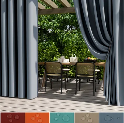 Immagine prodotto di set di 2 tende per esterni con occhielli impermeabili e resistenti alle intemperie, tenda per patio all'aperto, protezione dal sole e dal vento per il padiglione del balcone, L132xH213cm Grigio