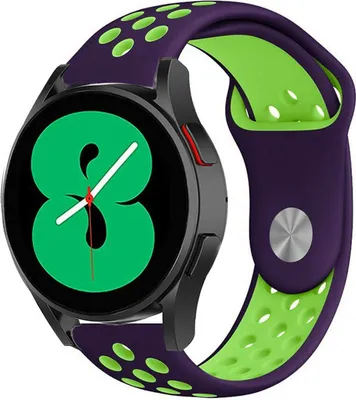 Produktbild von Strap-it Samsung Galaxy Watch 4 - 44mm Sportarmband (Lila/grün)