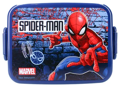 Image de Boîte à goûter Spider-Man - Boîte à goûter bleu foncé avec grand imprimé & fermeture à déclic