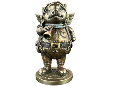 Productafbeelding van Steampunk-piloot varken figuur WU77522A4, cadeau voor piloten, luchtvaartdecoratie, pilootfiguur, 14 cm