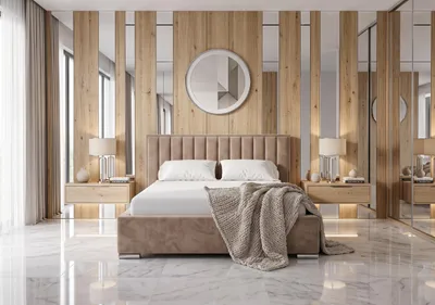 Produktbild von Polsterbett 120x200 Alice mit Bettkasten und Metallrahmen | Modernes Doppelbett | Gepolstertes Kopfteil 12 Paneele | Riviera 24 Beige, KI-generiertes Bild