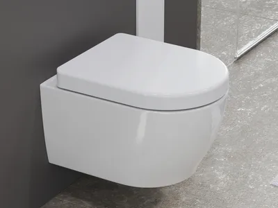 Produktbild von Keramik Hänge-WC Wand WC Tiolette - spülrandlos - Softclose WC-Sitz - Nanobeschichtung - Hygiene - Gäste Badezimmer