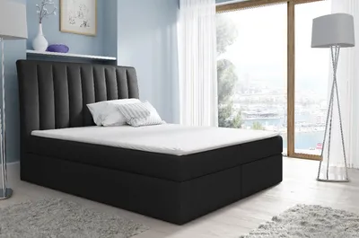 Produktbild von Kontinentales Bett Kaspis schwarz 180 + Gratis-Topper