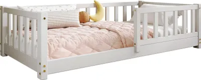 Obrázek produktu pro TIMBEE LENA dětská postel dřevěná dětská postel - šedá - 100x200cm - 3cm nohy