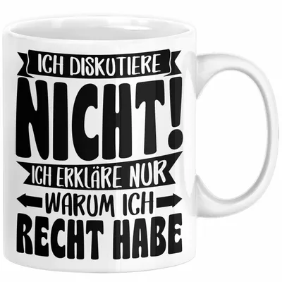 Produktbild von Lustige Tasse Besserwisser Mit Spruch Ich Diskutiere Nicht Ich Erkläre Nur Warum Ich Recht Habe Kaffee-Becher Sprüche Geschenkidee Kollege (Weiß)