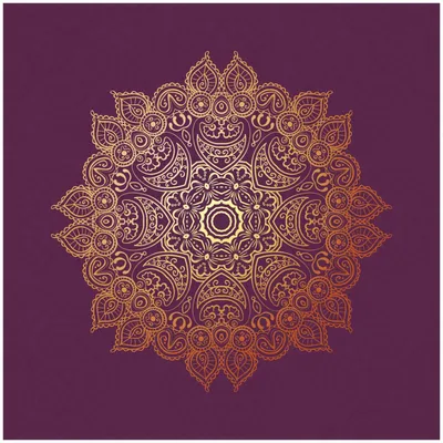Produktbild von Wallario Sticker / Aufkleber für Kühlschrank / Geschirrspüler / Küchenschränke, selbstklebende Folie - 60 x 60 cm, Motiv: goldenes Mandala auf violettem Hintergrund