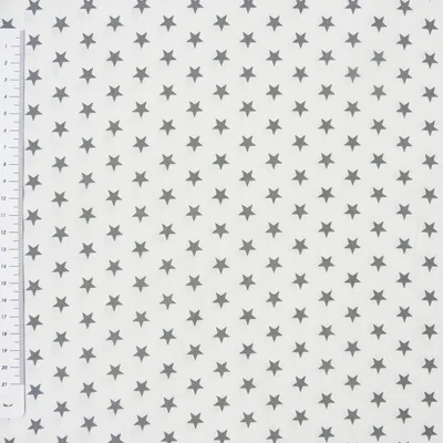 Produktbild von Baumwollstoff Meterware Sterne ca. 1x weiß grau 1cm