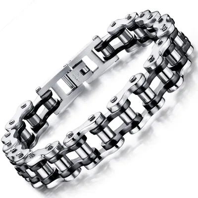 Immagine prodotto di Bracciale da uomo in acciaio inossidabile - Nero e argento
