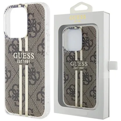 Produktbild von Guess GUHCP15LH4PSEGW iPhone 15 Pro 6.1" braun hardcase IML 4G Gold Stripe Schutzhülle