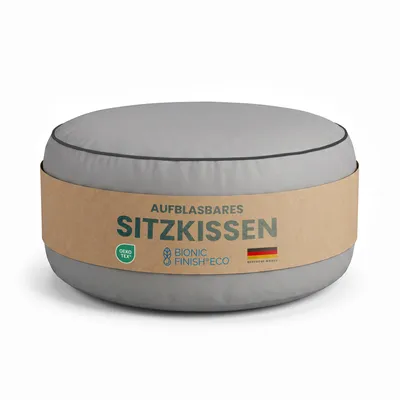 Obrázok produktu pre Podlahová podložka svetlosivej farby, priemer 54 cm, sedacia podložka vhodná do detskej izby, zimnej záhrady, miestností na koníčky a na oslavy, vodeodolná, s nafukovateľnou vnútornou vložkou, poťah je možné prať