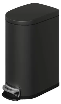 Image de Poubelle, en acier inoxydable, couvercle à fermeture douce, noire