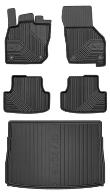 Imagen del producto de Alfombrillas de goma + bandeja de maletero para Volkswagen Golf VIII desde 2019 (hatchback) – juego de 5 piezas, negras, a medida – Wielganizator