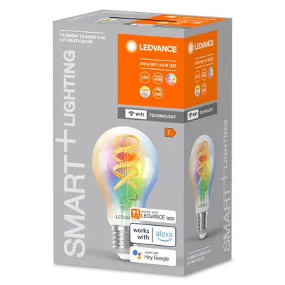Obrázek produktu pro LEDVANCE 4058075777859 LED (monochrome) EEC F (A - G) E-27 Bulb shape 4.8 W = 40 W Warm white to cool white, RGB (Ø x H) 60 mm x 60 mm 1 pc(s)