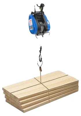 Productafbeelding van Elektrische lier, 1500W vermogen, 230V spanning, 30 meter staalkabel, IP44 beschermingsklasse, draadloze afstandsbediening