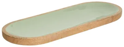Image de Tablett inaya 40x15cm grün und mangoholz  - Atmosphera créateur d'intérieur