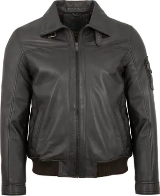 Produktbild von Existenz - Herren Lederjacke Blouson Kunstfell Lammnappa dunkelbraun : 72