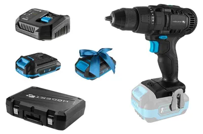 Produktbild von Akkuschrauber-Set 18V Högert Technik, 50 Nm, 21+1 Stufen, 2,0 Ah Akku und 4 A Ladegerät – Bohrschrauber
