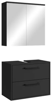 Immagine prodotto di Set mobile sottolavabo Florence 60 x 35 cm – Nero opaco – Mobili da bagno con armadio a specchio