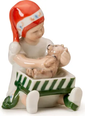 Produktbild von Royal Copenhagen Weihnachten 'Elsa beim Öffnen des Mini-Geschenks - weiß'