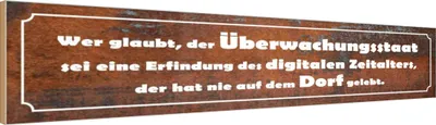 Produktbild von vianmo Holzschild 10x46 cm wer glaubt Überwachungsstaat Dekoration