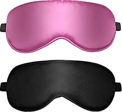 Produktbild von Pack 2 Schlafmasken Männer Frauen, Seiden -Augenmaske, Seitenschläfer, Licht blockieren Schlafmaske Verstellbare Elastizitätsband Männer, Frauen Kinde