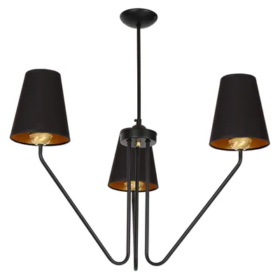Image de Lustre VICTORIA noir et doré, 3xE27x60W, métal, dimensions : 73x72x72 cm, IP20, Milagro