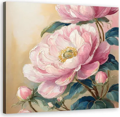 Produktbild von Leinwandbild Pfingstrose Blume Aquarell Vintage 50x50 Feeby Rosa bild für die wand bereit zum aufhängen