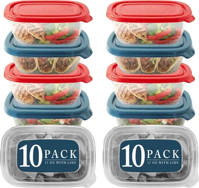 Produktbild von Vorratsdose Neez Frischhaltedosen-Set (5 Behälter mit 5 Verschlussdeckeln) – mikrowellen- und gefriergeeignet – auslaufsichere Küchen- und Vorratsbehä