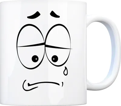 Produktbild von Tassengesichter Kaffeebecher mit trauriges Gesicht Motiv Tasse Kaffeebecher