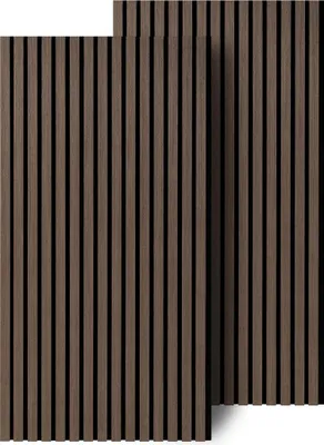 Immagine prodotto di Pannelli acustici autoadesivi Vigevee, 120x60 cm, noce, pannelli a parete in feltro MDF, confezione da 2 pezzi