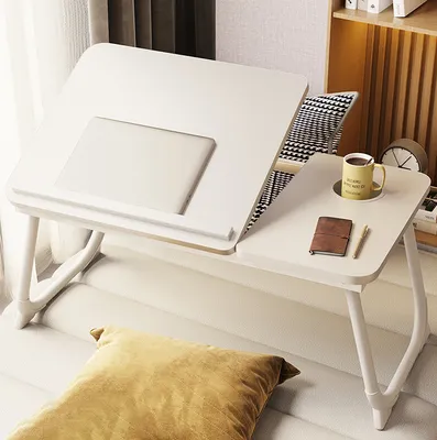 Produktbild von Faltbarer Laptop-Schreibtisch mit USB Anschluss - Perfekt für Betten und Schlafsäle, Weiß